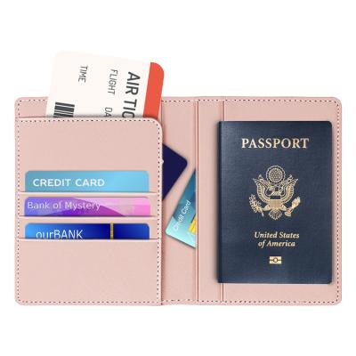 China Luxury Custom Color Faux PU Travel Passport RFID Leather Holder Blocking Wallet for sale