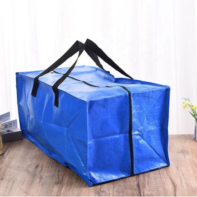 China Sustainable Custom Printed Heavy Duty Extra Large PP Woven Luggage Moving Bags For Storage Moving Bag With Zippers for sale