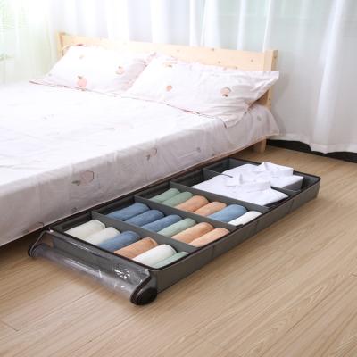 China Sustainable Underbed Storage Bags Large Clothes With Zips Thick Foldable Breathable Storage Under Bed With Window for sale