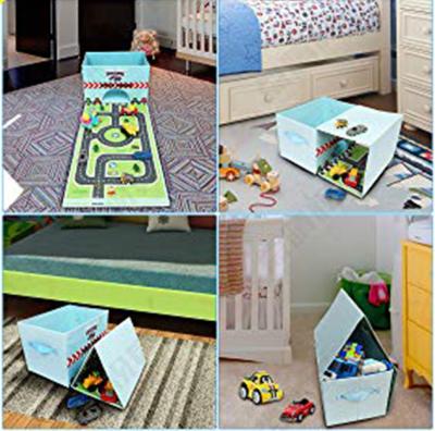 China Hot Selling Fold 2 In 1 Kids Folding Play Mat Game Toys With Storage Box Container for sale