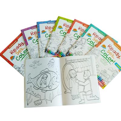 China Children education kids coloring book printing drawing book with crayon and crayon for sale