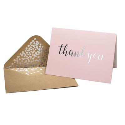 China China Custom Package With Licking Glue Envelope Gold Silver Stamping Baby Shower Eco Friendly Thank You Card Printing for sale