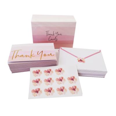 China China Customized Printing With Lick Glue Envelope Rose Gold Stamping Foil Thank You Card for sale