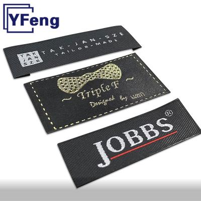 China Dinner Design Name LOGO Heat Transfer Fabric Print Neck Washable Main Cotton Woven Satin Damask Label Label Tag for sale