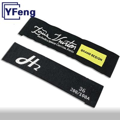 China Name LOGO Heat Transfer Fabric Neck Wash Care Sateen High Density Main Cotton Woven Damask Label Customized Washable Wholesale Brand for sale