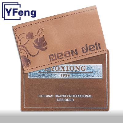 China Free Sample Viable Brand LOGO Sewing On Garment Bag Deboss Emboss Laser Print PU Leather Tag Label Patch for sale