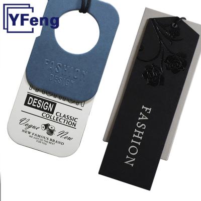 China Viable Fashion Customized LOGO Hot Stamp Printing Apparel Garment Gift Certificate Kraft Paper Craft Cardboard Swing Hang Tag With String for sale