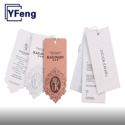 China Recyled Cheap Custom LOGO Hot Stamp Printing Apparel Garment Gift Certificate Wrapping Paper Craft Paper Cardboard Swing Hang Tag With String for sale