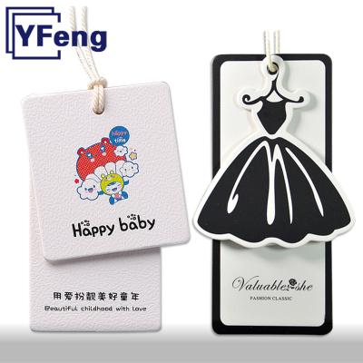 China High Quality Viable Brand LOGO Emboss Printing Clothing Garment Gift Voucher Wrapping Craft Paper Cardboard Swing Hang Tag With String for sale