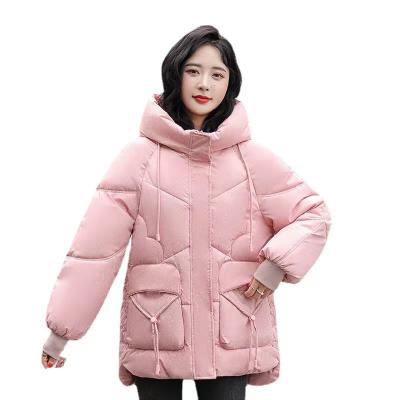 China Anti-wrinkle Korean hooded winter new women's down jacket loose women's jacket plus size women's wear for sale