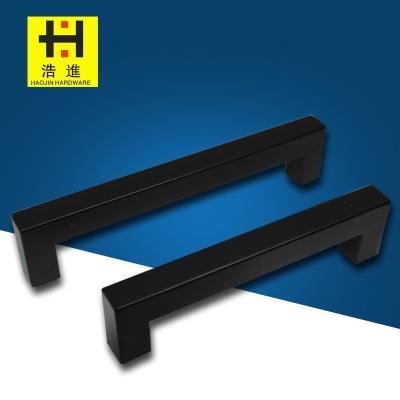 China Cabinet Black Stainless Steel Cabinet Handle Square Furniture Hardware Handle Pulls for sale