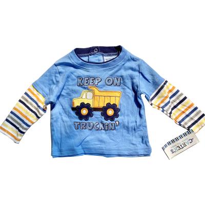 China 100% Lots T-shirts Autumn Winter Kids Clothes Stock O-neck Baby Newborn Blended Cotton Wholesale Long Sleeve T-Shirts for sale