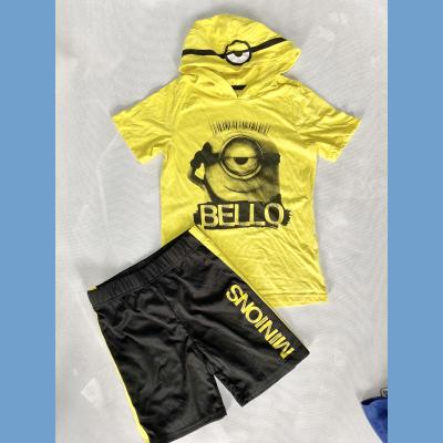 China Wholesale 100% Cotton Blended Branded 2-PC Shorts Sleeve Around Neck Summer Kids Boys Girls Running Lots Clothes Sets for sale