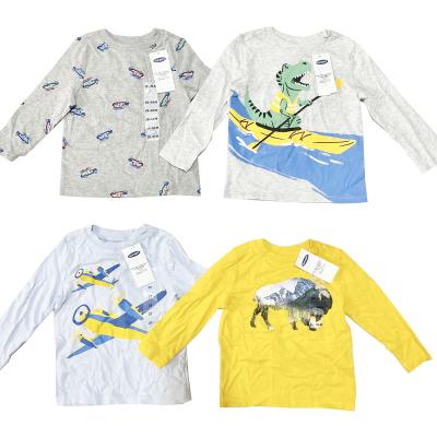 China Wholesale 100% Cotton Assorted Branded Long Sleeve Around Neck Kids Boys Girls Lots Running T-Shirts for sale