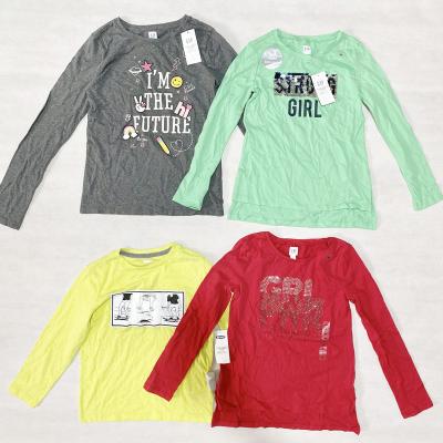 China Wholesale 100% Cotton Assorted Branded Long Sleeve Around Neck Kids Boys Girls Lots Running T-Shirts for sale