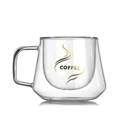 China High Quality 300ml Double Wall Viable Hot Selling Glass Coffee Mug for sale