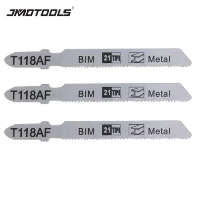 China BIM Electric Power Tools T118AF 5PCS BIM 21TPI Metal Cutting T-Leg Jig Saw Blade Serrated Blades for sale