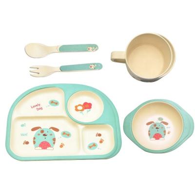 China Drop Resistant Eco Friendly Bamboo Fiber Melamine Baby Kids Dinnerware Set Dinnerware Set for sale