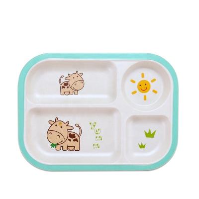 China Eco Friendly Children's BPA Free Wheat Straw Divided Baby Kids Food Plastic Dish for sale