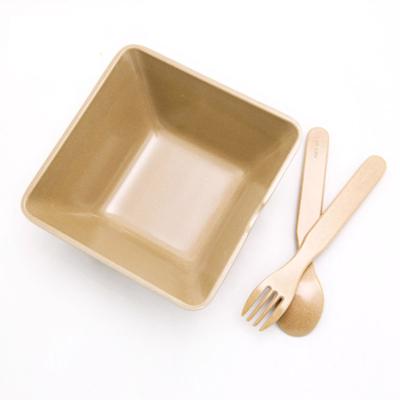 China Sustainable Customized Biodegradable Square Rice Husk Plastic Salad Bowl for sale