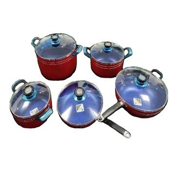 China Size 16pcs Quality Viable Kitchenware Non Stick Aluminum Cookware Sets With Pan Milk Pot Wok Sauce Soup Pot Available for sale