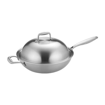 China Amazon Sustainable Hot Selling Kitchen Used Stainless Steel Wok Pan Deep Frying Sauce Pan for sale