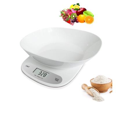 China With Tray Scale Xushen Digital Kitchen Scale With Bowl 5Kg/1g Multifunctional Electronic Weighing Universal Plastic Digital Weighing Food for sale