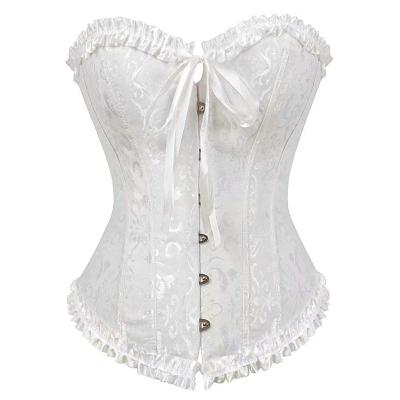 China Xushen de faja de reductora de reductora de femm fashionable female breathable white laced steel boned vintage corset top plus size bustiers for women for sale