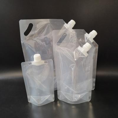 China Crash Resistance Plastic Multi-size Doypack Bags Beverage Packaging Stand Up Wine Clear Soap Hand Sanitizer Refill Spout Pouch Transparent Bag for sale