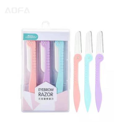 China Mini Yellow Blue Eyebrow Trimmer Knife Pink Eyebrow Hair Remover Knife Blade Trimmer Mini Eyebrow Razor Portable Eyebrow for sale