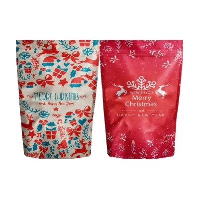 China Resealable GIFT Wrapping Paper Merry Christmas Gift Food Packaging Zip Lock Bags Custom Printed Doypack Stand Pouch With Zipper for sale