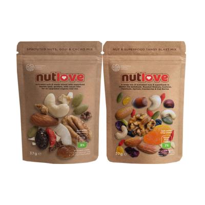 China Recyclable Zip Lock Holder Kraft Paper Pouches Custom Printed Resealable With Zipper For Nuts Packaging for sale