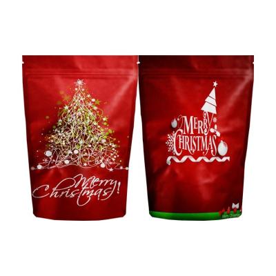 China Food Holder Up Pouch Zip Lock Bags Merry Christmas Gift Food Wrapping Custom Printed Kraft Paper Engraving Printing Zipper Top Accept for sale