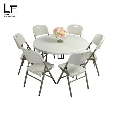 China Small Folding Lightweight Round 4ft Kitchen Canteen Outdoor Table and Chairs for sale