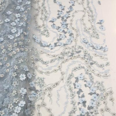 China 2022 new fashion breathable mesh embroidery lace Southeast Asia 3d face banquet wedding dress fabric for sale