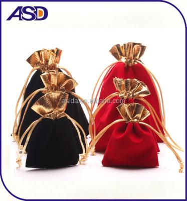 China Custom Logo Printed Velvet Drawstring Cheap Velvet Jewelry Bags Jewelry Pouch for sale