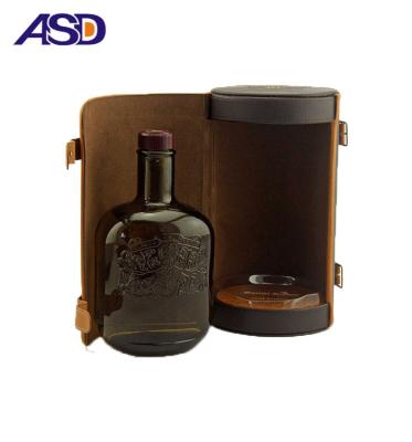 China Recycled Materials Cylindrical Wine Boxes High Quality Pu Leather Wine Gift Boxes for sale