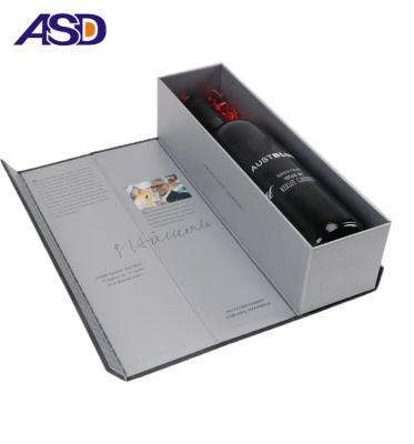 China High Quality Recycled Materials Porcelain Black Cardboard Champagne Bottle Luxury Gift Magnetic Book Box for sale