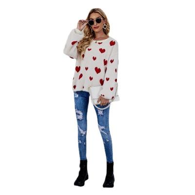 China New Style Anti-wrinkle Love Valentine's Day Pattern Love Factory Price Women Sweater Knitting Women Fashion Knitting Shirt for sale