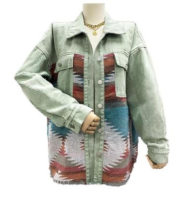 China 2023 Shacket Anti-wrinkle Long Sleeve Vintage Western Custom Loose Denim Coat Latest Hot Selling Aztec Jacket For Women for sale