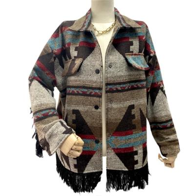 China Anti-Wrinkle Customize Women's Tribal Western Button Down Autumn Winter Spring Jacket Cardigan Outerwear For Women for sale