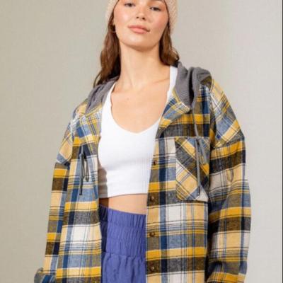 China New Autumn And Winter Stylish Women Anti-wrinkle Pocket Lapel Tassel Vintage Sleeve Button Coat Loose Plaid Long Casual Jacket for sale