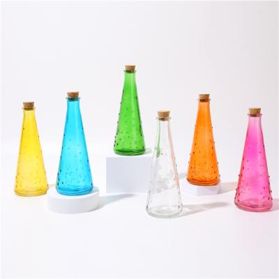 China Decorative Glass Vase New Color Household Products Spray Cone For Indoor Table 260ml Crystal Glass Flower Vase Clear Raindrop Glass Bottle for sale