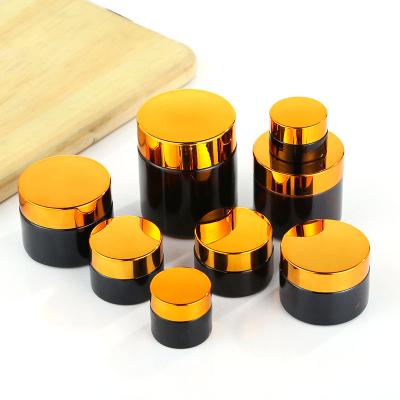 China 5g 10g 15g 30g 50g 60g 100g Amber Cream Glass Jar For Cosmetic Glass Jar With Lid for sale