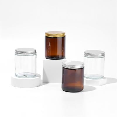 China Gift & Craft 8 oz glass jars with clear lids round candle jars with metal lids and plastic lids empty food storage containers for sale