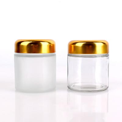 China 20g 30g 50g 60g 100g 120g 240g Amber Face Cream Glass Jar Empty Cosmetics Skin Care Eye Cream Containers With Lid for sale