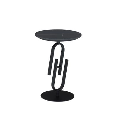 China Hot Selling Creative Black Extendable Balcony Round Table Contracted Small Metal Tea Side Table For Living Room Bedroom Bedside for sale