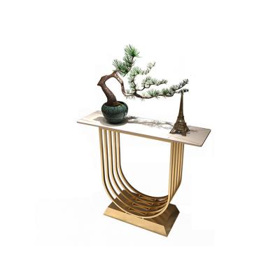 China New Design Extendable Metal Console Table Modern Marble End Table For Living Room Hotel Hall for sale