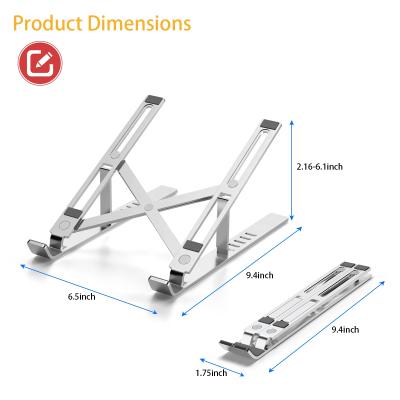 China (Height) Adjustable Flexible Fold Height Adjustable Aluminum Portable Laptop Stand Up Fit Laptop Notebook Table for sale