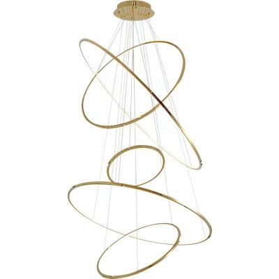 China Indoor Lighting Line Ring Round Chandelier Modern Led Living Room Hotel Circle Pendant Light Modern Decoration Design New for sale